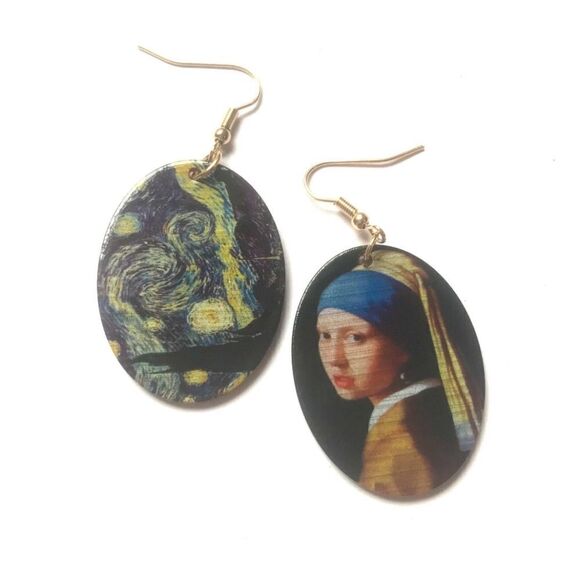 Oil Painting Drop Earrings - Picture 6 of 7
